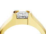 Yellow gold Emerald Solitaire Bezel Set Diamond Ring with Wide Band_7