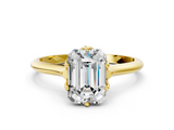 Yellow gold Emerald Solitaire Cathedral Diamond Ring with Six-Prong Setting_24