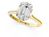 Yellow gold Emerald Solitaire Cathedral Diamond Ring with Six-Prong Setting_25