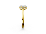 Yellow gold Emerald Solitaire Cathedral Diamond Ring with Six-Prong Setting_26