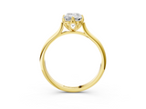 Yellow gold Emerald Solitaire Cathedral Diamond Ring with Six-Prong Setting_27