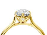 Yellow gold Emerald Solitaire Cathedral Diamond Ring with Six-Prong Setting_28