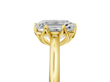 Yellow gold Emerald Solitaire Cathedral Diamond Ring with Six-Prong Setting_29
