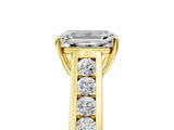 Yellow gold Emerald Solitaire Channel-Set Diamond Engagement Ring with Four-Prong Setting_37