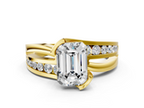 Yellow gold Emerald Solitaire Channel-Set Split Shank Ring with Tension Prong Setting_12