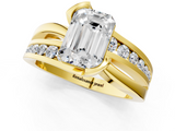 Yellow gold Emerald Solitaire Channel-Set Split Shank Ring with Tension Prong Setting_13