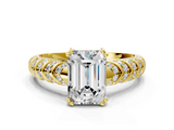 Yellow gold Emerald Solitaire Chevron Pave Diamond Engagement Ring with Six-Prong Setting_3