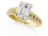 Yellow gold Emerald Solitaire Chevron Pave Diamond Engagement Ring with Six-Prong Setting_4