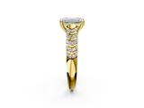 Yellow gold Emerald Solitaire Chevron Pave Diamond Engagement Ring with Six-Prong Setting_5