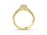Yellow gold Emerald Solitaire Chevron Pave Diamond Engagement Ring with Six-Prong Setting_6