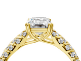Yellow gold Emerald Solitaire Chevron Pave Diamond Engagement Ring with Six-Prong Setting_7