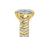 Yellow gold Emerald Solitaire Chevron Pave Diamond Engagement Ring with Six-Prong Setting_8