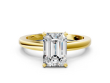 Yellow gold Emerald Solitaire Diamond Engagement Ring with Four-Prong Setting on a Classic Band_22