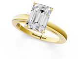 Yellow gold Emerald Solitaire Diamond Engagement Ring with Four-Prong Setting on a Classic Band_23