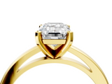 Yellow gold Emerald Solitaire Diamond Engagement Ring with Four-Prong Setting on a Classic Band_26