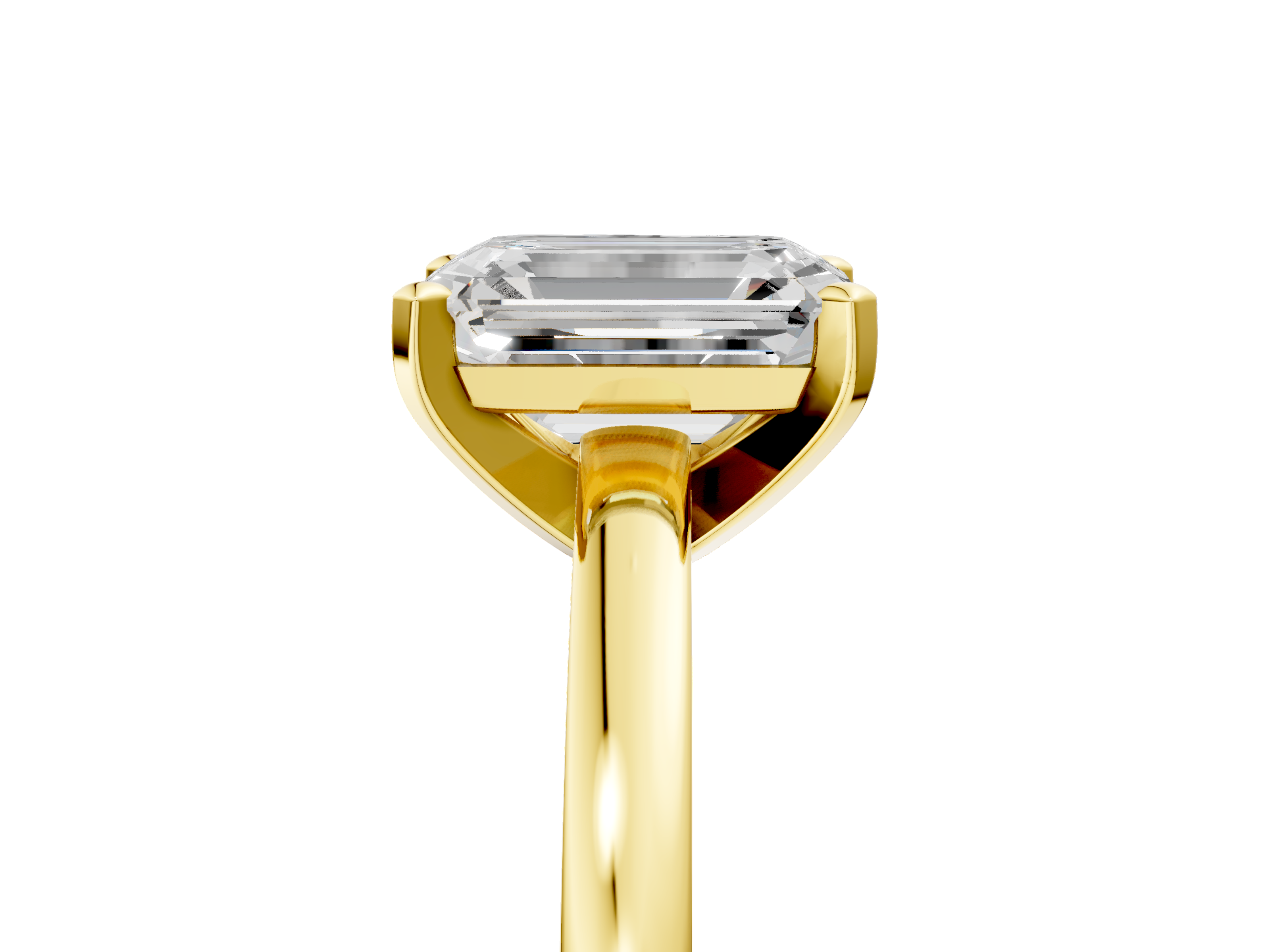 Yellow gold Emerald Solitaire Diamond Engagement Ring with Four-Prong Setting on a Classic Band_27