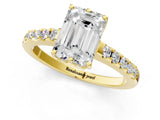 Yellow gold Emerald Solitaire Diamond Engagement Ring with Pavé Band and Six-Prong Setting_28
