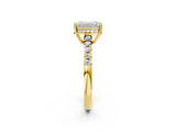 Yellow gold Emerald Solitaire Diamond Engagement Ring with Pavé Band and Six-Prong Setting_29