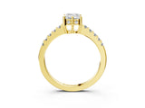 Yellow gold Emerald Solitaire Diamond Engagement Ring with Pavé Band and Six-Prong Setting_30