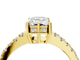 Yellow gold Emerald Solitaire Diamond Engagement Ring with Pavé Band and Six-Prong Setting_31