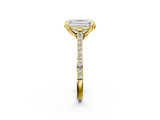 Yellow gold Emerald Solitaire Diamond Engagement Ring with Pave Band and Six-Prong Setting_45