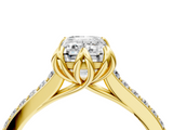 Yellow gold Emerald Solitaire Diamond Engagement Ring with Pave Band and Six-Prong Setting_47