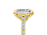 Yellow gold Emerald Solitaire Diamond Engagement Ring with Pave Band and Six-Prong Setting_48
