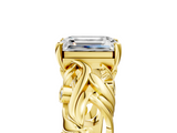 Yellow gold Emerald Solitaire Diamond Leaf Vine Band with Prong Setting_60