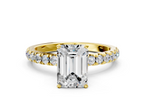 Yellow gold Emerald Solitaire Diamond Pavé Band with Four-Prong Setting_56