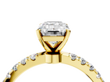 Yellow gold Emerald Solitaire Diamond Pavé Band with Four-Prong Setting_60