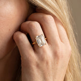 Yellow gold Emerald Solitaire Diamond Ring with 4-Prong Setting on a Classic Band_21