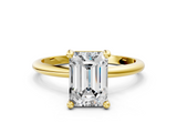 Yellow gold Emerald Solitaire Diamond Ring with 4-Prong Setting on a Classic Band_3