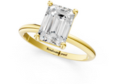 Yellow gold Emerald Solitaire Diamond Ring with 4-Prong Setting on a Classic Band_4