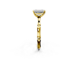 Yellow gold Emerald Solitaire Diamond Ring with Bamboo Band and Four-Prong Setting_75