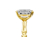 Yellow gold Emerald Solitaire Diamond Ring with Bamboo Band and Four-Prong Setting_78
