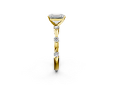 Yellow gold Emerald Solitaire Diamond Ring with Bezel Set Side Stones and Prong Setting_19