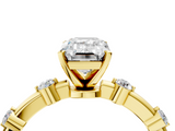 Yellow gold Emerald Solitaire Diamond Ring with Bezel Set Side Stones and Prong Setting_21