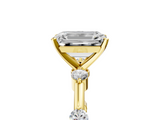 Yellow gold Emerald Solitaire Diamond Ring with Bezel Set Side Stones and Prong Setting_22