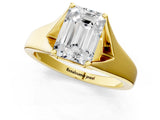 Yellow gold Emerald Solitaire Diamond Ring with Cathedral Band and Four-Prong Setting_63