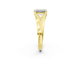 Yellow gold Emerald Solitaire Diamond Ring with Cathedral Band and Four-Prong Setting_64