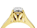 Yellow gold Emerald Solitaire Diamond Ring with Cathedral Band and Four-Prong Setting_66