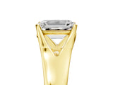 Yellow gold Emerald Solitaire Diamond Ring with Cathedral Band and Four-Prong Setting_67