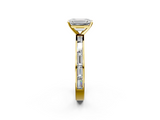 Yellow gold Emerald Solitaire Diamond Ring with Channel-Set Baguette Band and Four-Prong Setting_125