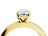Yellow gold Emerald Solitaire Diamond Ring with Channel-Set Baguette Band and Four-Prong Setting_127