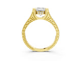 Yellow gold Emerald Solitaire Diamond Ring with Channel Set Band and Bezel Prong Setting_59