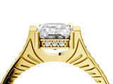 Yellow gold Emerald Solitaire Diamond Ring with Channel Set Band and Bezel Prong Setting_60