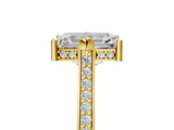 Yellow gold Emerald Solitaire Diamond Ring with Channel Set Band and Bezel Prong Setting_61