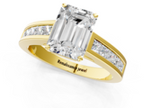 Yellow gold Emerald Solitaire Diamond Ring with Channel-Set Band and Four-Prong Setting_19
