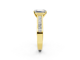 Yellow gold Emerald Solitaire Diamond Ring with Channel-Set Band and Four-Prong Setting_20