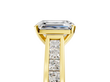 Yellow gold Emerald Solitaire Diamond Ring with Channel-Set Band and Four-Prong Setting_23